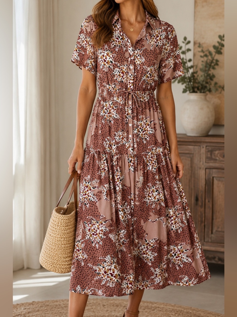 Suncoo Robe Cecile Dress, a floral-patterned. Designed in France